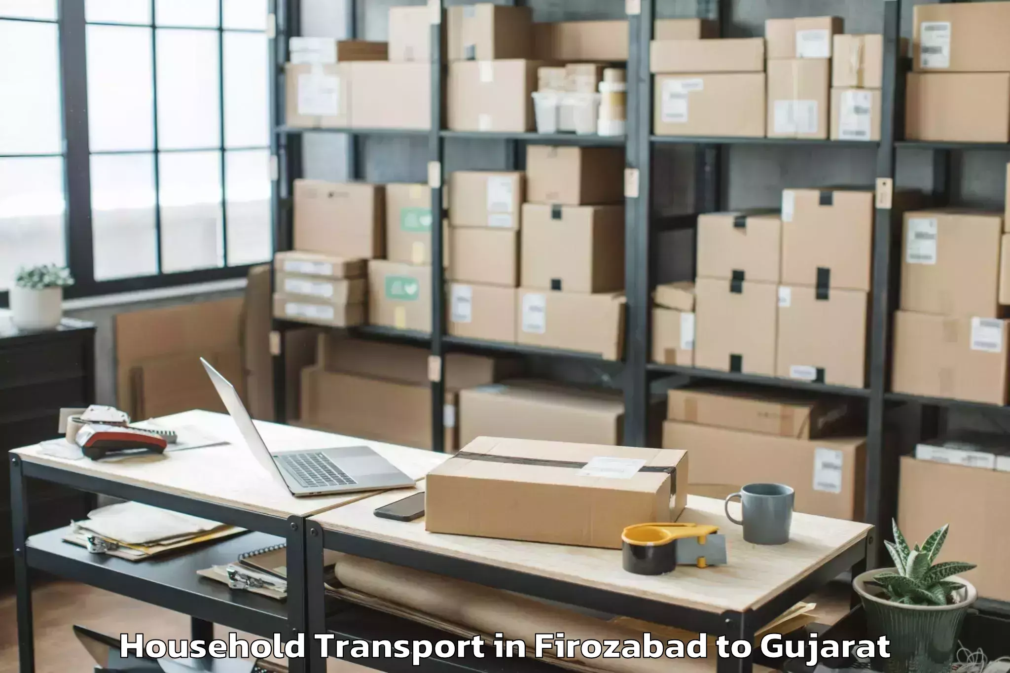 Professional Firozabad to Khambha Household Transport